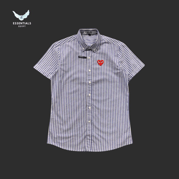 CDG Play Shirt – Striped Red Heart - ESSENTIALS EGYPT