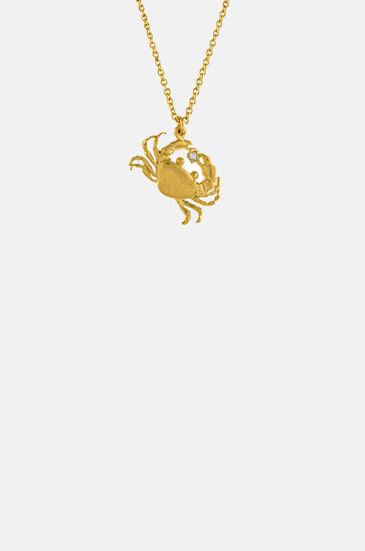 Alex Monroe Cheeky Crab Necklace with Diamond Gold.