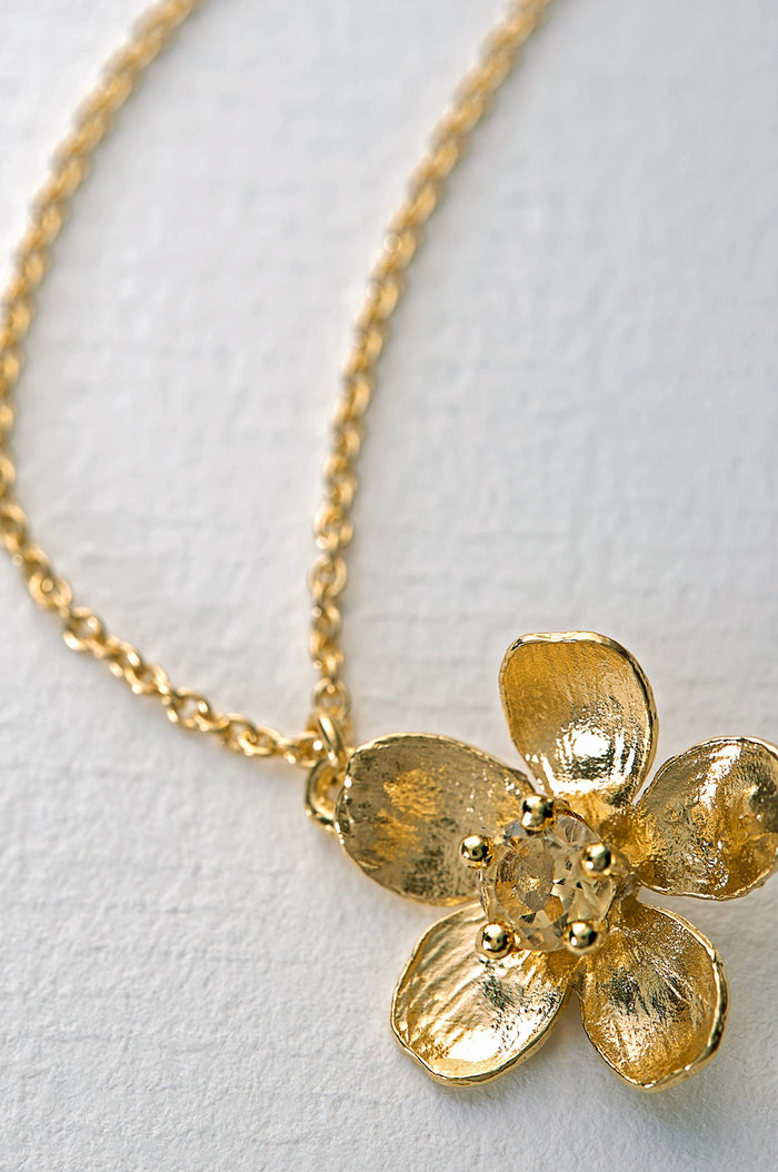 Citrine Buttercup Necklace Gold
