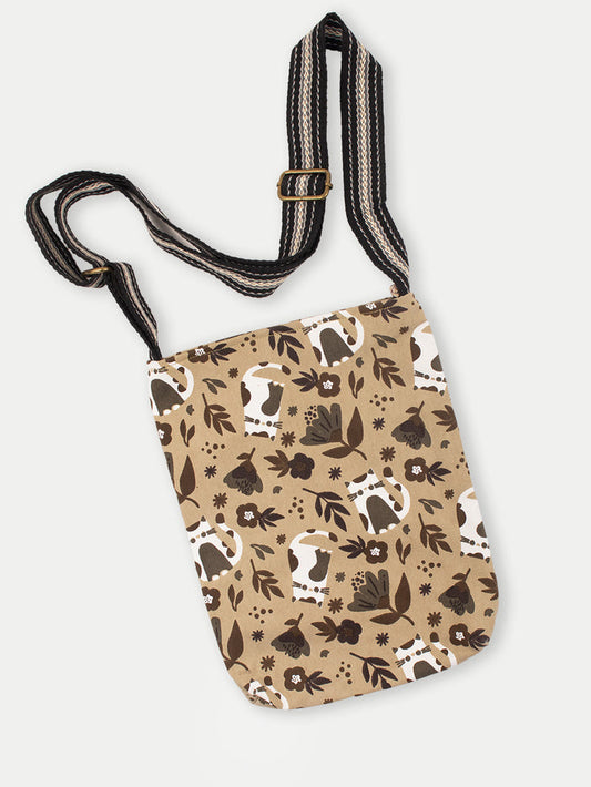 Cotton Flower Cat Crossbody Bag | Grey-Image 1