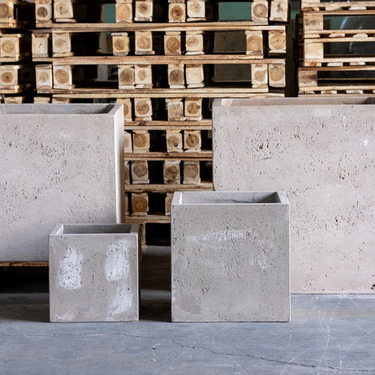 Cubrosa | Truffle – 30cm Medium Concrete Square Planter – 14L Cube Plant Pot