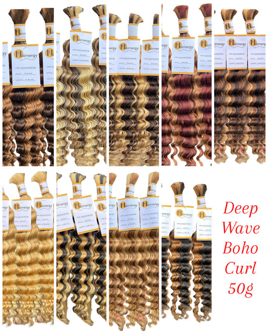 Deep Wave Bulk Hair Extensions for Braiding 100% Human Hair 50g