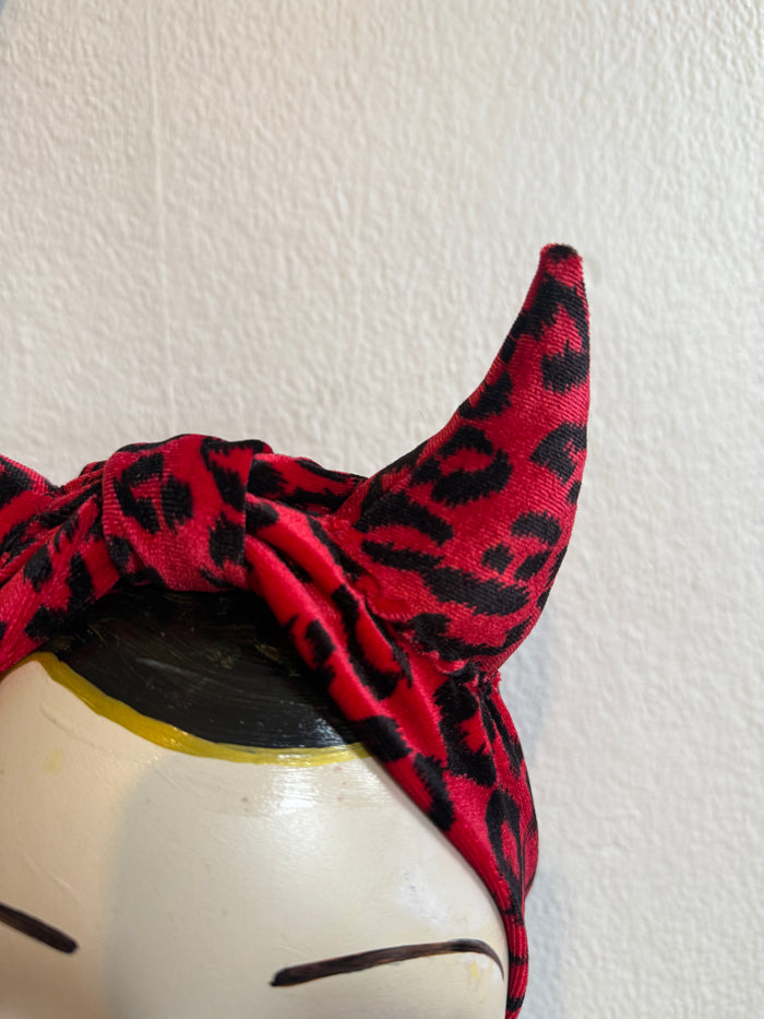 Red leopard print headband