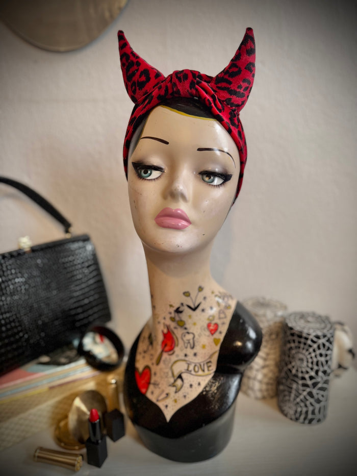 Red leopard print headband