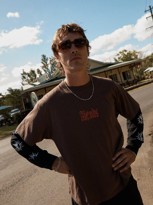 Double Trouble - Recycled Layered Boxy Tee | Coffee-Image 1