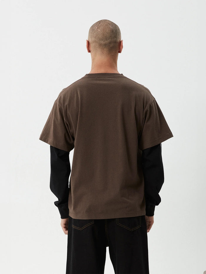 Double Trouble - Recycled Layered Boxy Tee | Coffee-Image 3