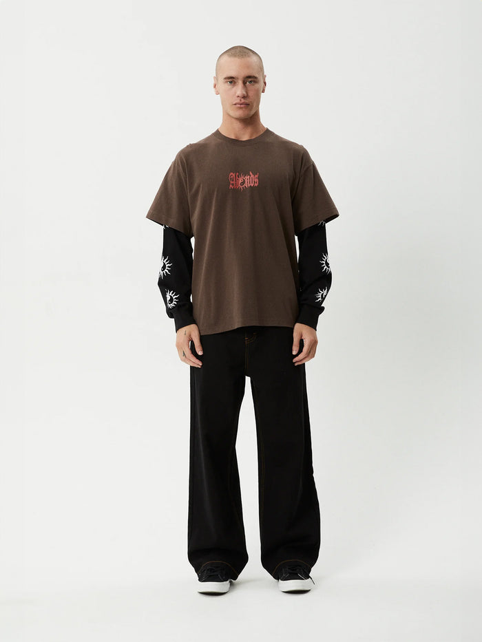 Double Trouble - Recycled Layered Boxy Tee | Coffee-Image 5