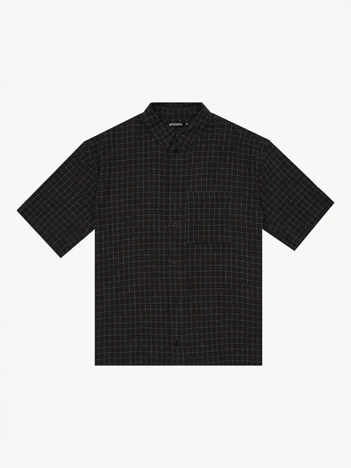 Dusk - Hemp Seersucker Check Shirt | Black Check-Image 5