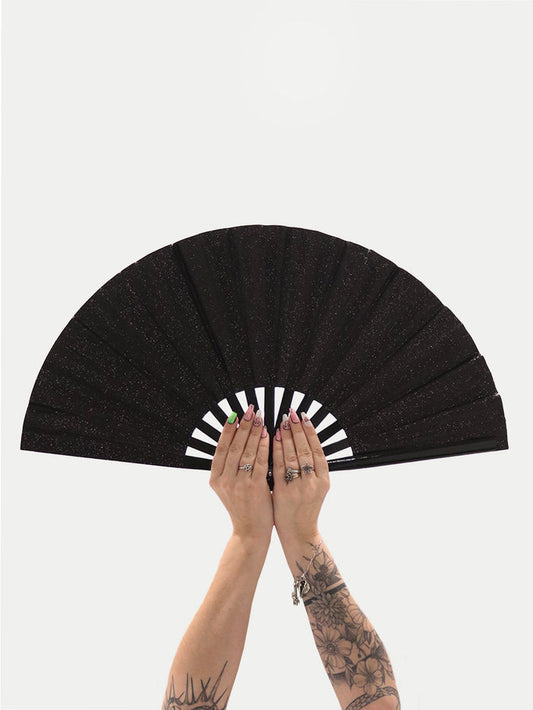 Festival Fans with Leg Holster | Black Glitter-Image 1