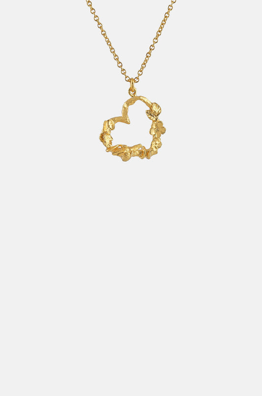Alex Monroe Floral Heart Necklace with Itsy Bitsy Bee Gold.