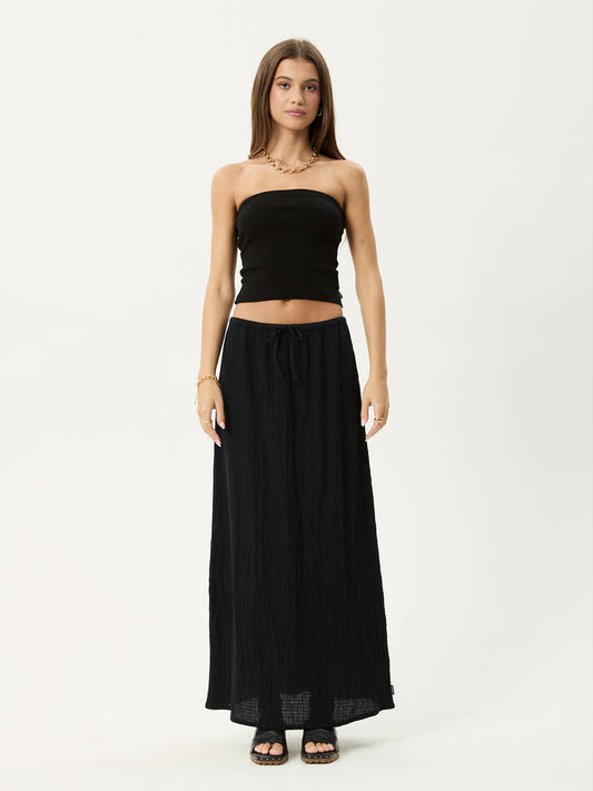 Focus - Hemp Seersucker Maxi Skirt | Black-Image 1