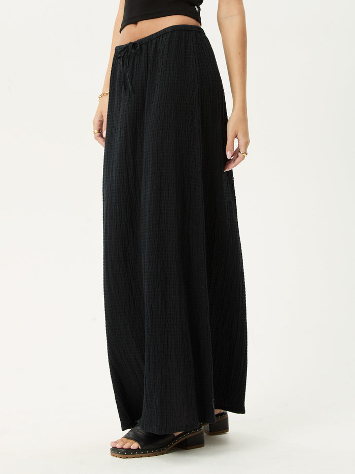 Focus - Hemp Seersucker Maxi Skirt | Black-Image 4