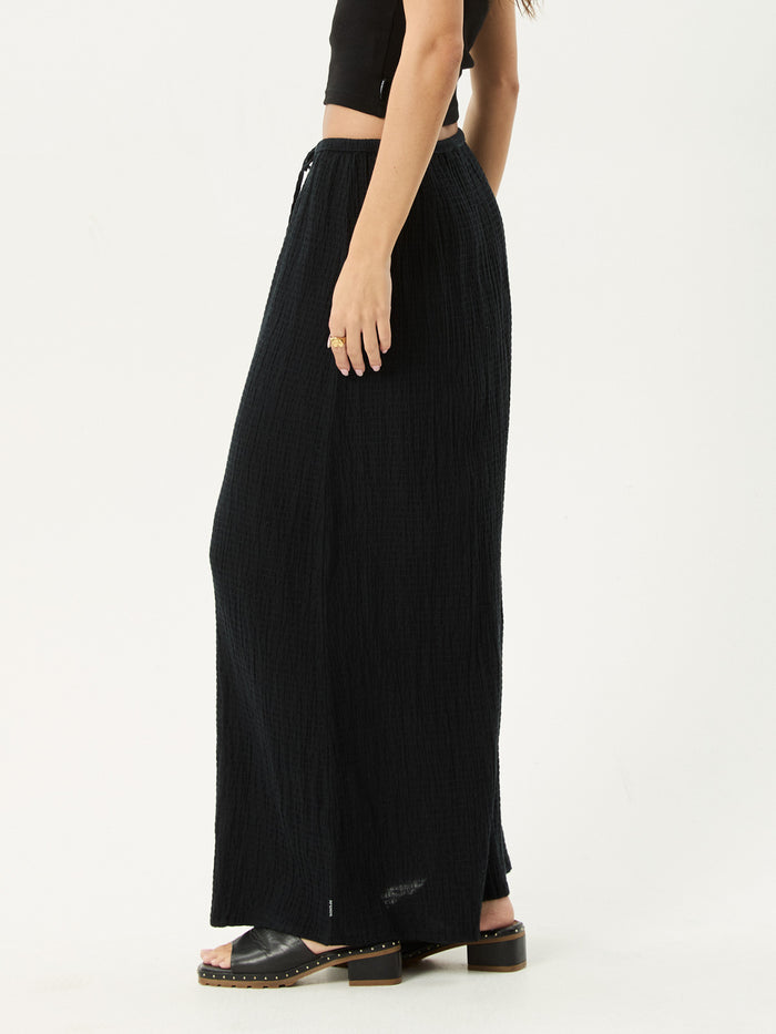 Focus - Hemp Seersucker Maxi Skirt | Black-Image 5