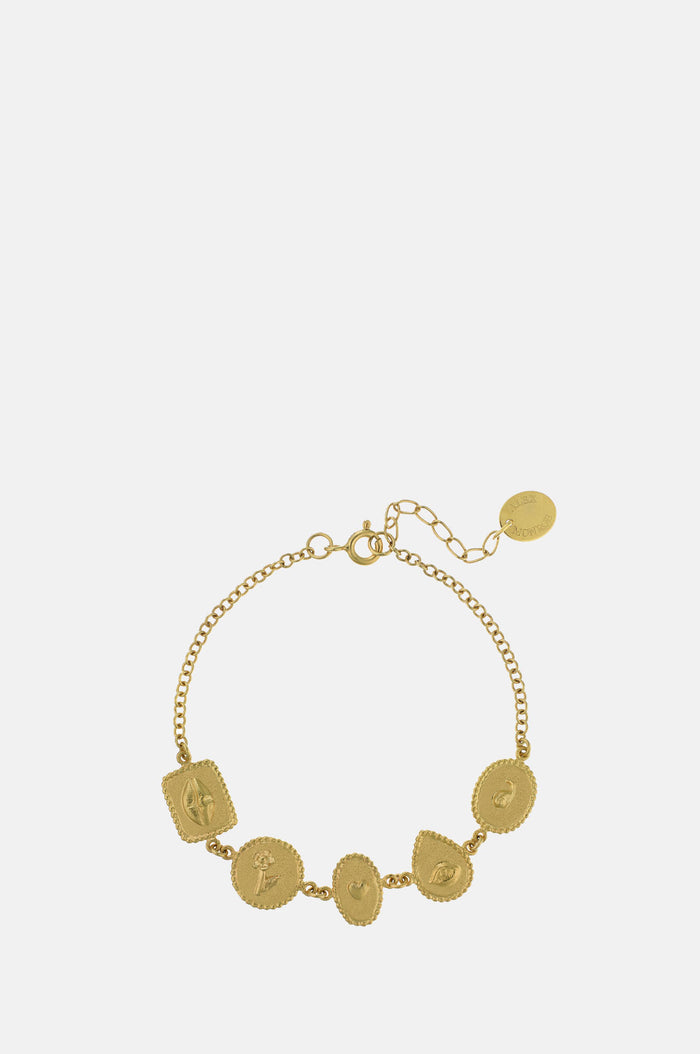 Alex Monroe Gratitude for Nature Linked Station Bracelet Gold.