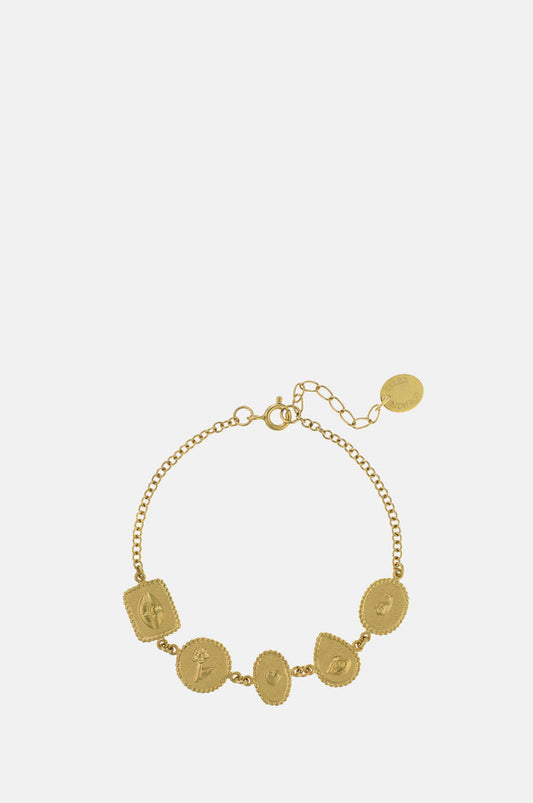Alex Monroe Gratitude for Nature Linked Station Bracelet Gold.