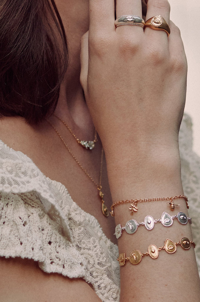 Gratitude for Nature Linked Station Bracelet Silver