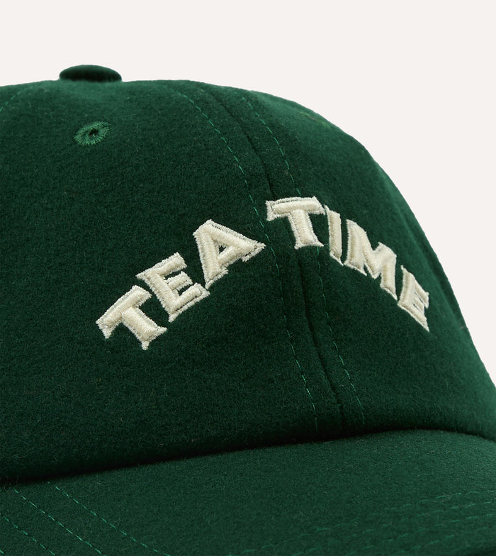 Green 'Tea Time' Wool Baseball Cap