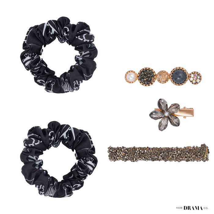 Halloween Gift Box with 1 Crystal Beaded Hair Band, 3 Crystal Hair Pins & 2 Scrunchies