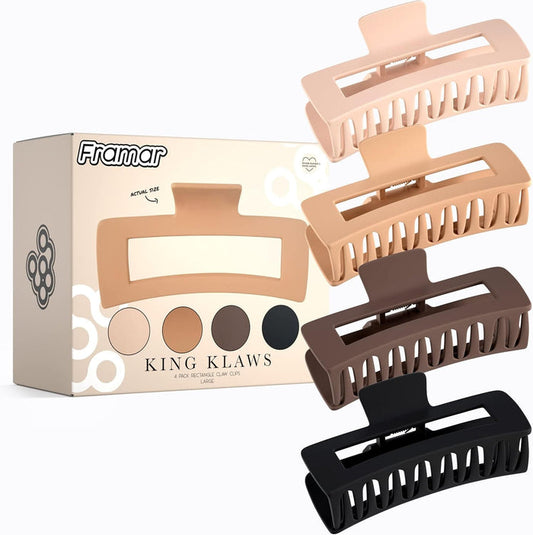 HAPPYGLOW™ – 8 Pack Hair Claw Clips (2 Styles, 4 Neutral Colors)