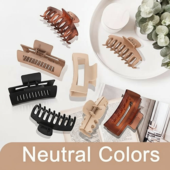 HAPPYGLOW™ – 8 Pack Hair Claw Clips (2 Styles, 4 Neutral Colors)