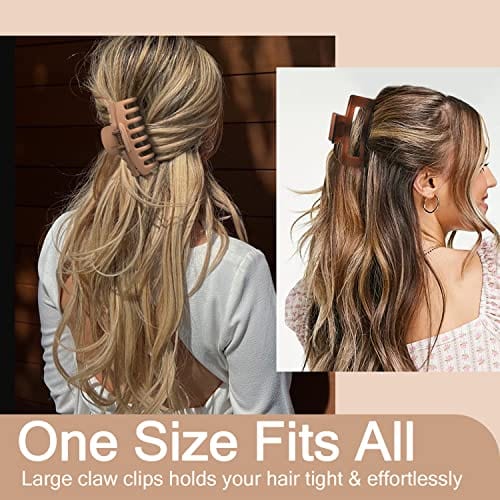 HAPPYGLOW™ – 8 Pack Hair Claw Clips (2 Styles, 4 Neutral Colors)