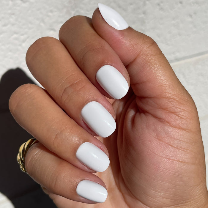 HD | Round | Extra Short clean white extra short round press-on nails for a crisp and fresh at-home manicure look
