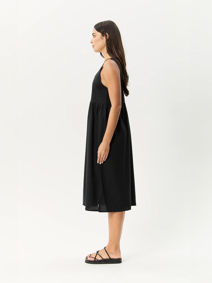 Jesse - Hemp Midi Dress | Black-Image 3