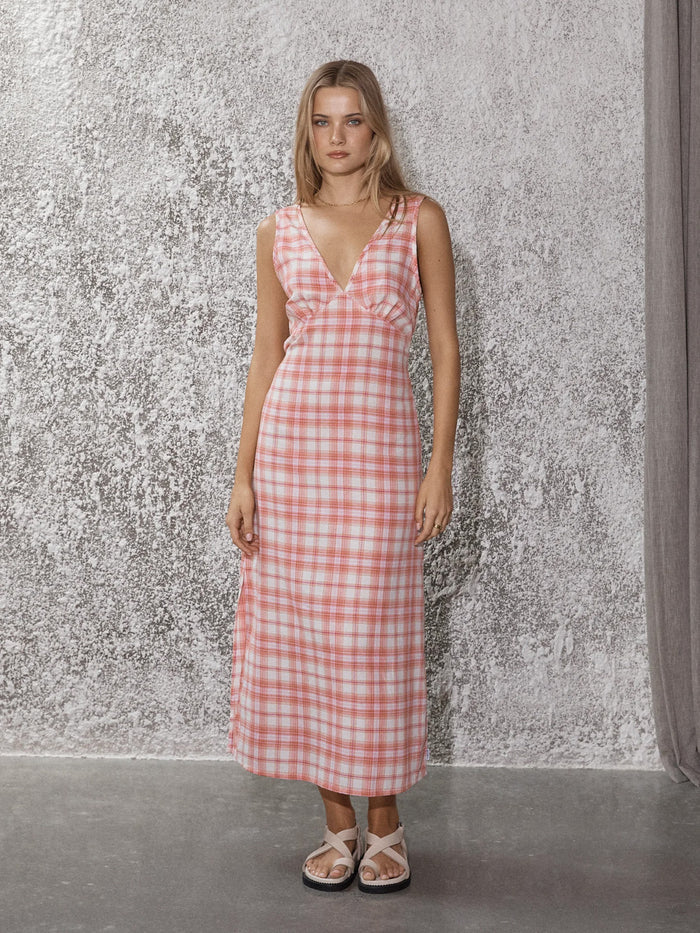 Kayla - Recycled Check Maxi Dress | Pink Check-Image 2