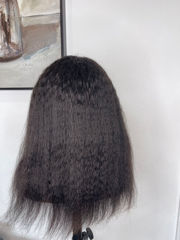 Kinky Straight Headband Wig 100% Human Hair Wig 180% Density Glueless Natural Black