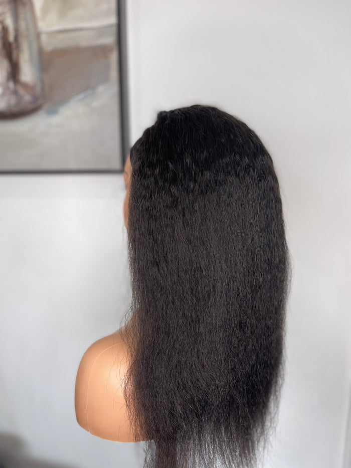 Kinky Straight Headband Wig 100% Human Hair Wig 180% Density Glueless Natural Black