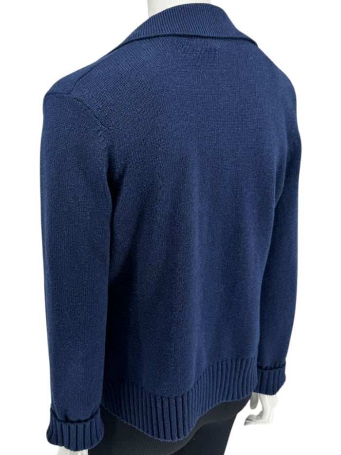 Kinross Navy Cotton Knit Blazer Cardigan – Size M