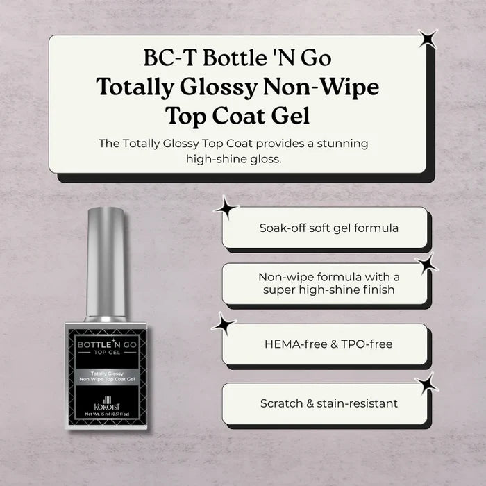 KOKOIST Bottle ‘n Go BC-T Totally Glossy Non Wipe Top Coat Gel