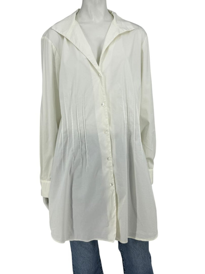 Lafayette 148 New York Ivory Pintuck Cotton Shirt Dress / Tunic – Size 14