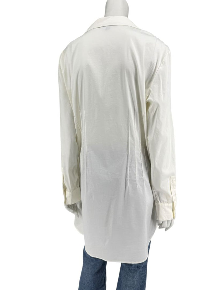 Lafayette 148 New York Ivory Pintuck Cotton Shirt Dress / Tunic – Size 14