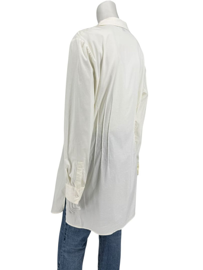 Lafayette 148 New York Ivory Pintuck Cotton Shirt Dress / Tunic – Size 14
