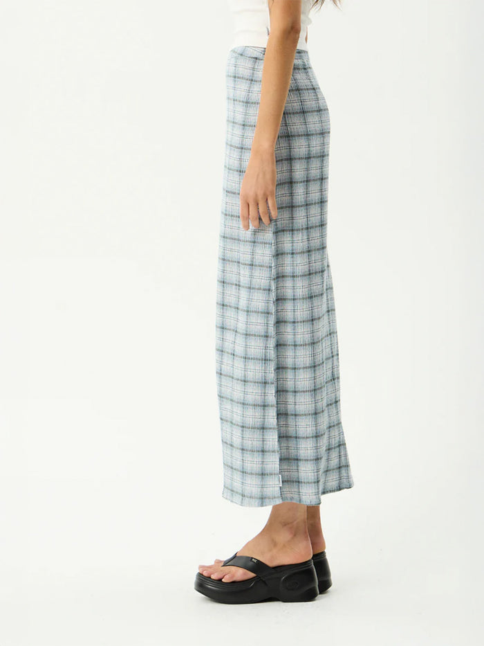 Lagoon - Hemp Seersucker Maxi Skirt | Overcast Check-Image 3