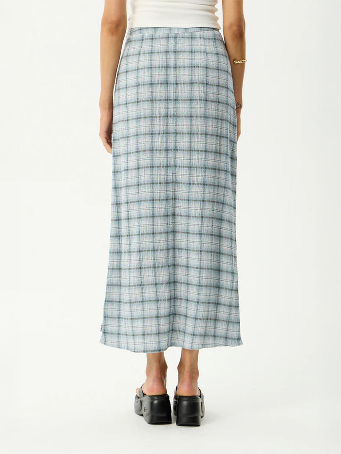 Lagoon - Hemp Seersucker Maxi Skirt | Overcast Check-Image 4