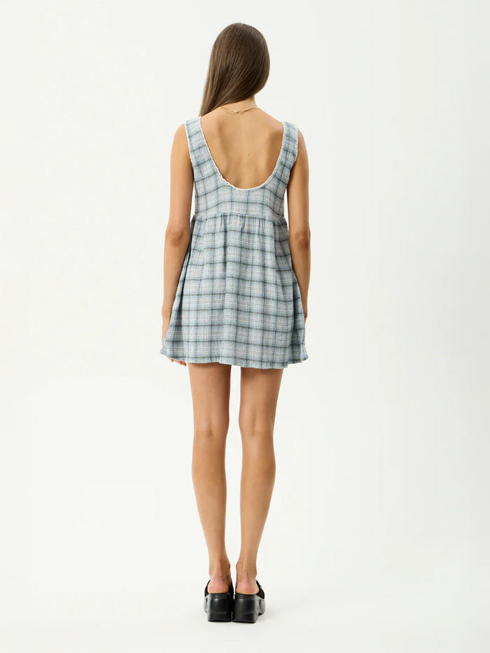 Lagoon Jesse - Hemp Seersucker Mini Dress | Overcast Check-Image 4