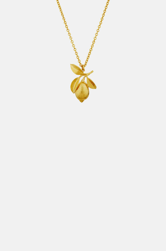 Alex Monroe Large Lemon and Leaf Necklace Gold.