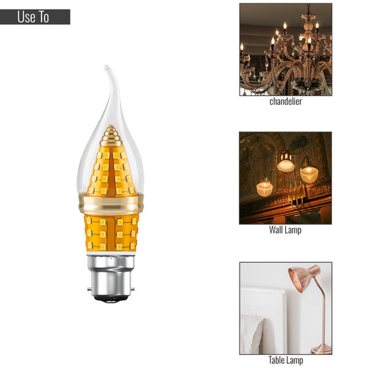 LED C35 B22 Candle Bulb 12W Amber Flame Tip 3-Colour Light ~5419