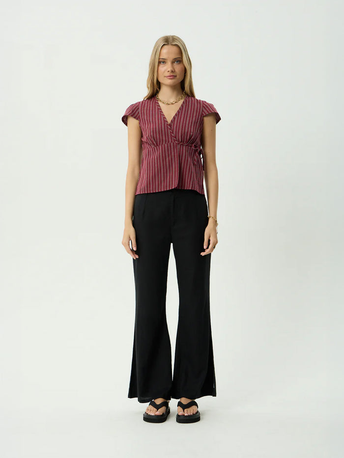 Ledger - Recycled Wrap Top | Burgundy Stripe-Image 5