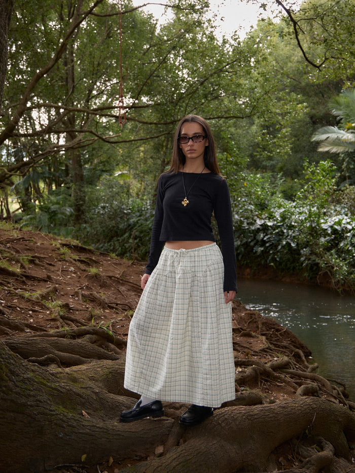 Legacy - Recycled Check Midi Skirt | Boa Check-Image 2