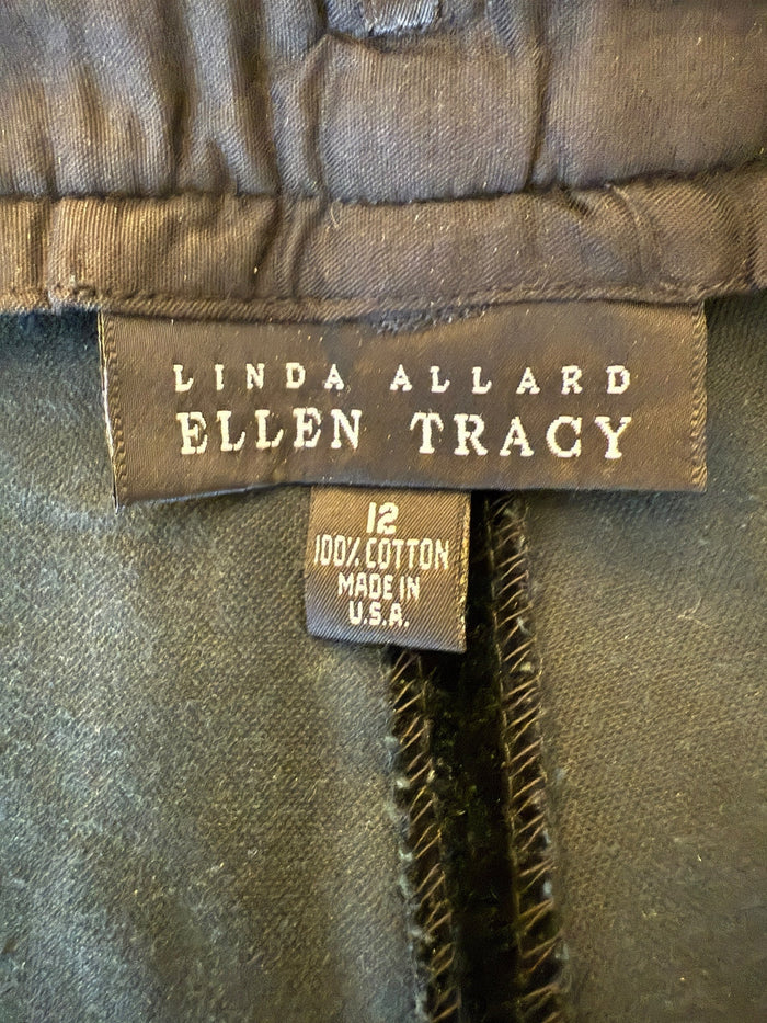 Linda Allard for Ellen Tracy Black Velvet Straight-Leg Trousers – Size 12