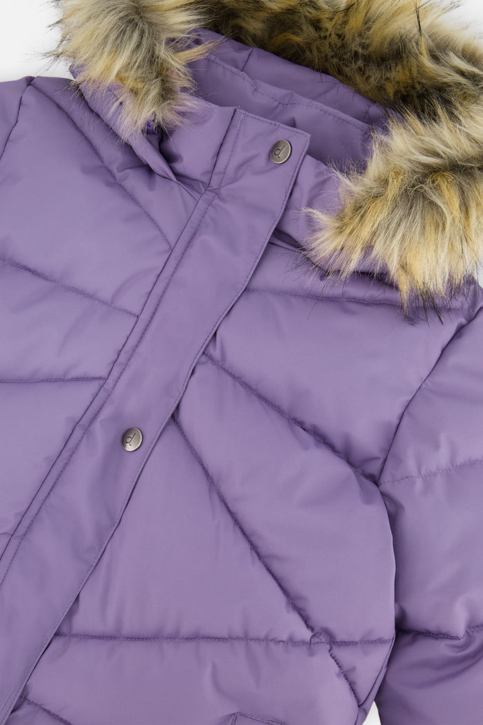 Long Winter Puffer Coat Violet-2