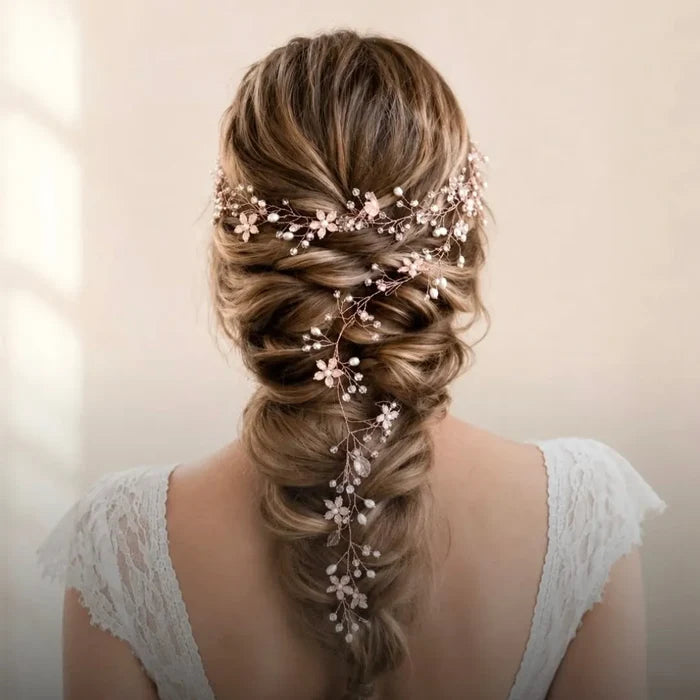 Wedding Hair Accessories - Pearl and Crystal Bridal Long Hair Vine - Available in Silver, Rose Gold and Yellow Gold
