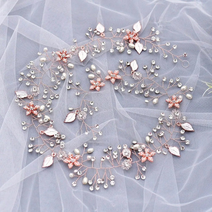 Wedding Hair Accessories - Pearl and Crystal Bridal Long Hair Vine - Available in Silver, Rose Gold and Yellow Gold