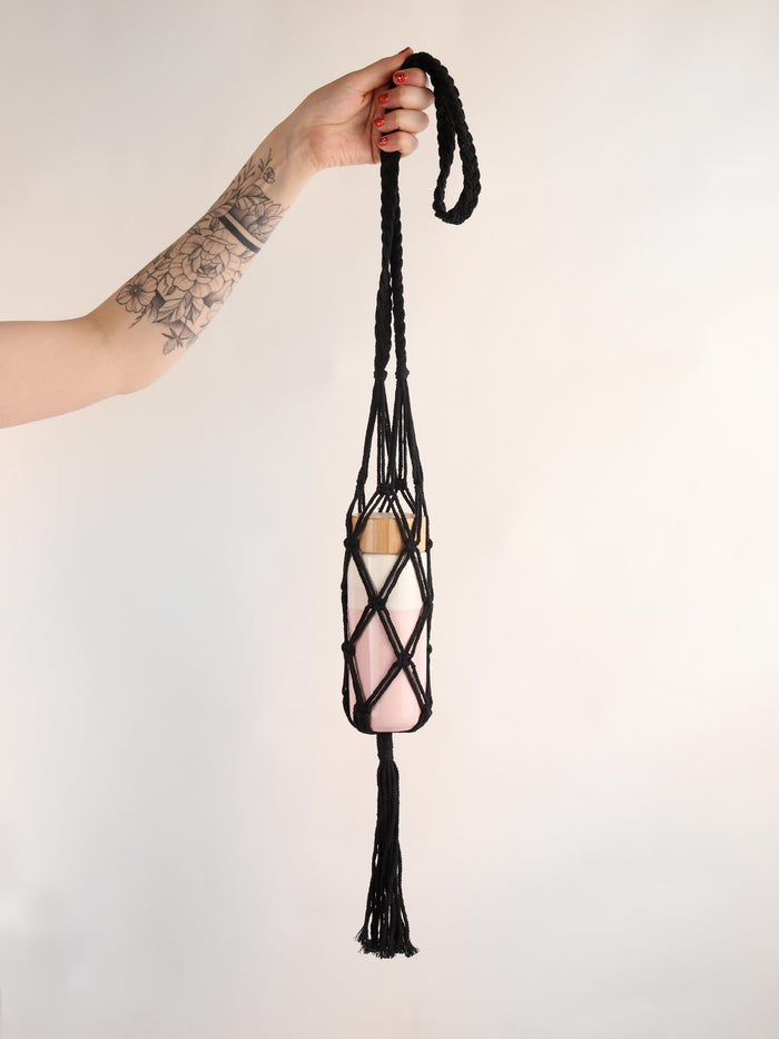 Macrame Bottle Holder | Black-Image 2
