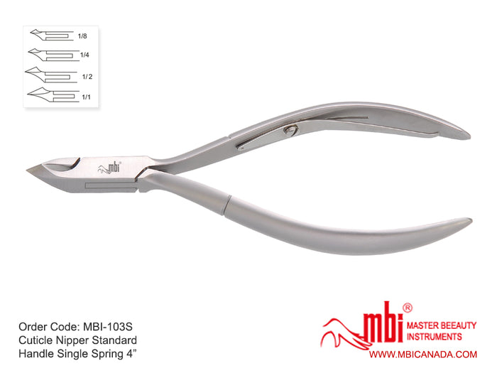 MBI-103S 1/2 Jaw Cuticle Nipper | Single Spring