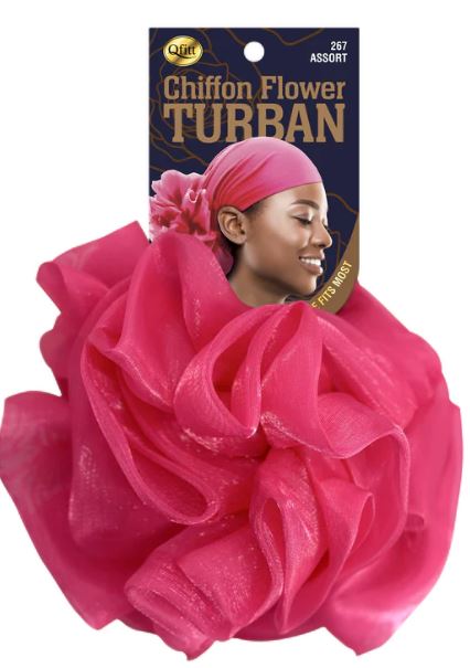 M&M Qfitt CHIFFON FLOWER TURBAN [ASSORT - 6pcs/Pk ] # Q 267 - Palms Fashion Inc.