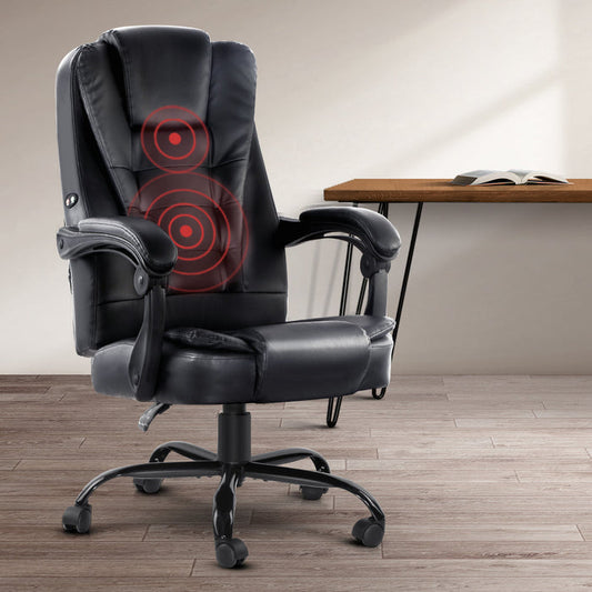 NNEDSZ Electric Massage Office Chairs PU Leather Recliner Computer Gaming Seat Black-0